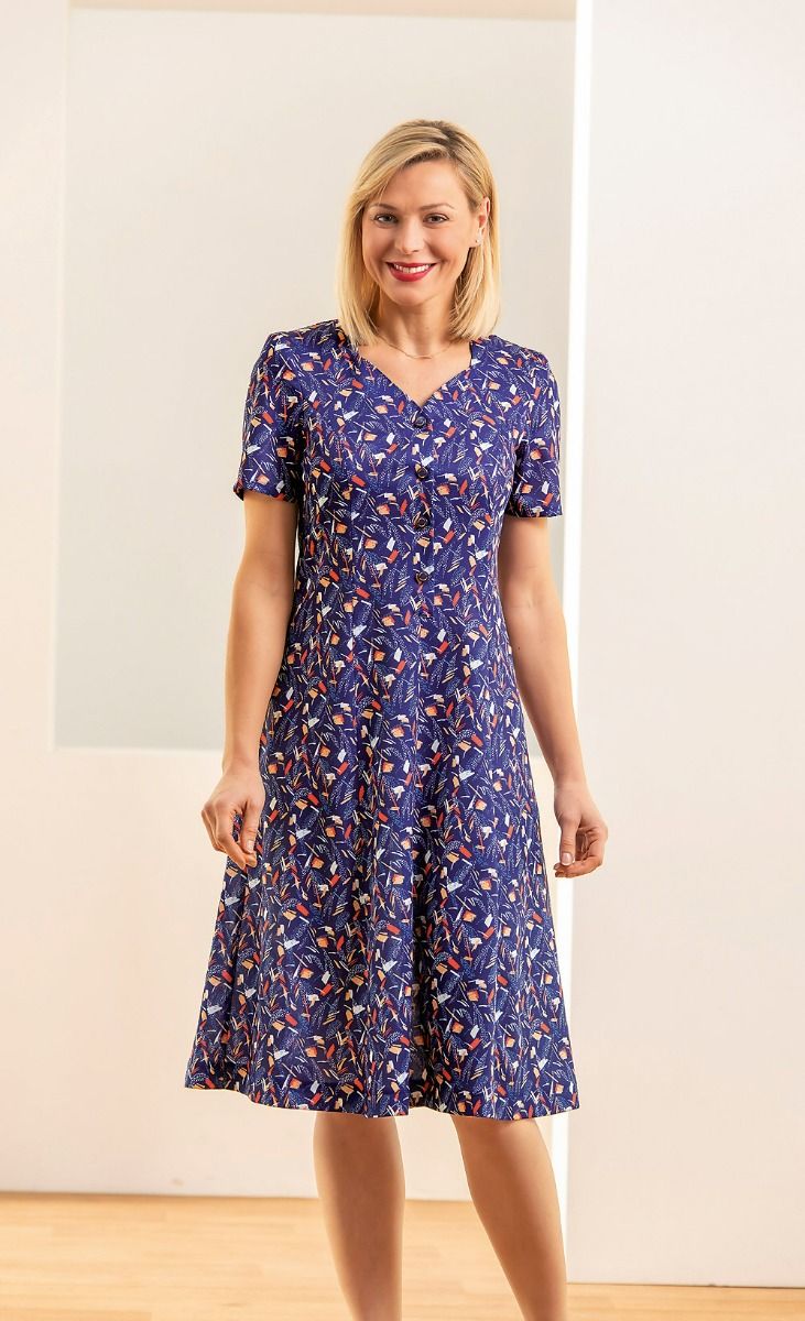La robe evasee manches courtes imprimee