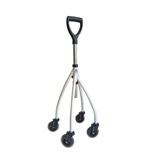 La canne quadripode Wheeleo V2 sur roulettes