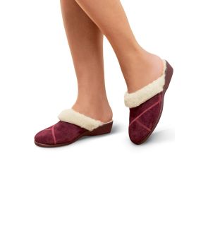 Les mules mouton molletonnées pour femme bordeaux