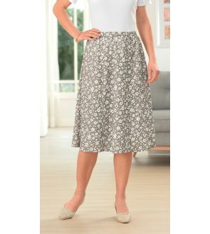 La jupe élastiquée à imprimé "fleurs" beige