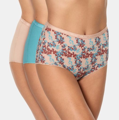 Le lot de 3 culottes coton bio MAXI fleurs beige bleu