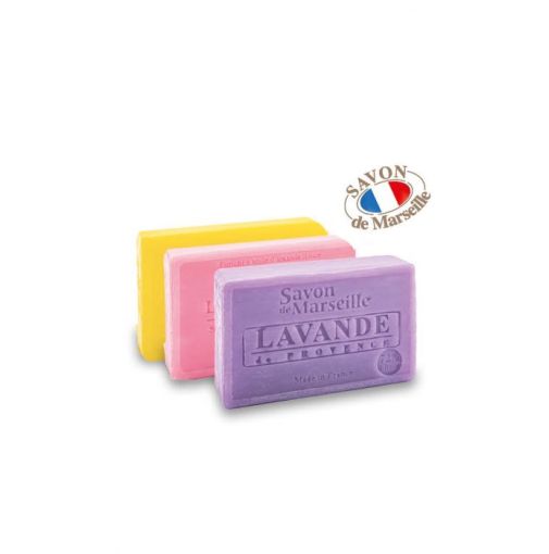 Le lot de 3 savons de Marseille Lavande, citron, rose main product photo