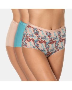 Le lot de 3 culottes coton bio MAXI fleurs / beige / bleu