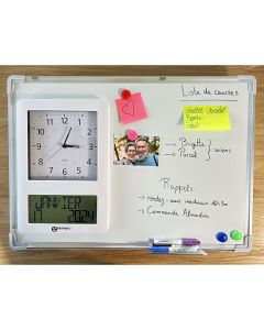 Tableau blanc pour l'aide à la mémoire avec horloge intégrée Viso Memoday