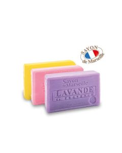 Le lot de 3 savons de Marseille Lavande, citron, rose